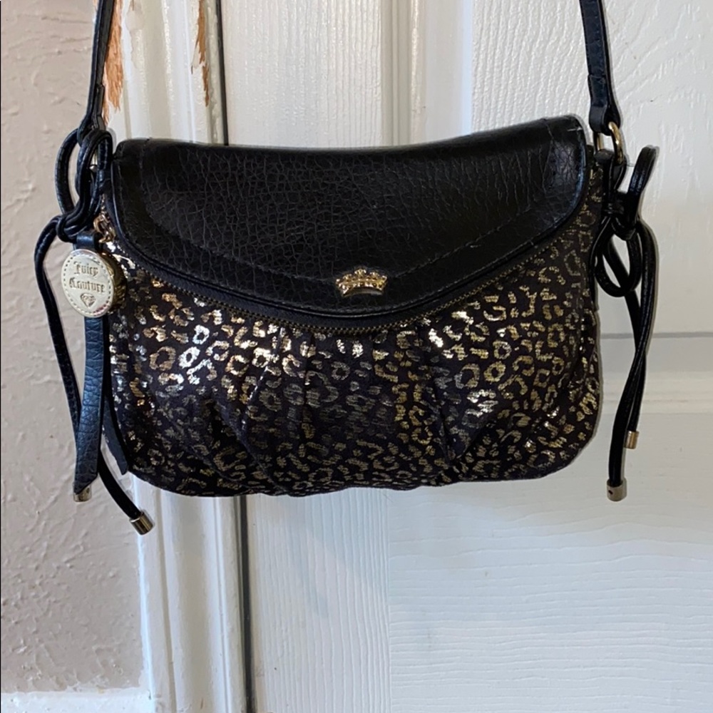 Juicy Couture black & gold cheetah print crossbody